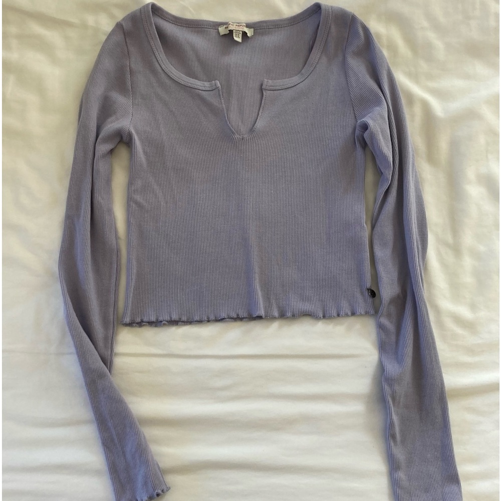 Pull&Bear Lavender Long Sleeve Crop Top